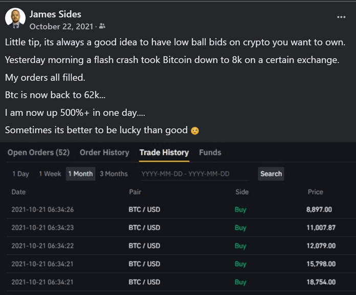 2021 flash crash low-ball bid fills